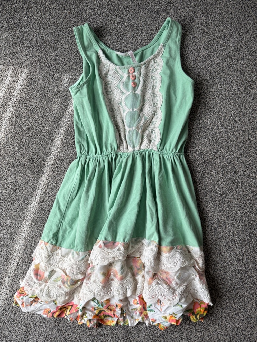 Matilda Jane Mint Green Lace-Front Floral Tiered Dress